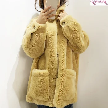 

Yellow faux fur coat women shaggy streetwear Autumn winter warm teddy coat Female Fashion Women's Coats Jacket Plus Size Coats