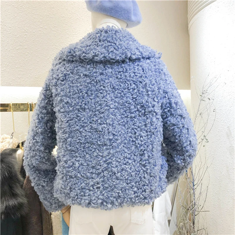 Зимние женские короткие куртки размера плюс, свободные куртки из искусственного меха с отложным воротником, пальто из искусственного меха ягненка w2060