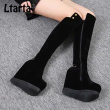 LTARTA/пикантные обтягивающие высокие сапоги; коллекция года; Сезон Зима; новые модные брендовые женские сапоги; очень высокие сапоги на танкетке; ZYW-2686-2