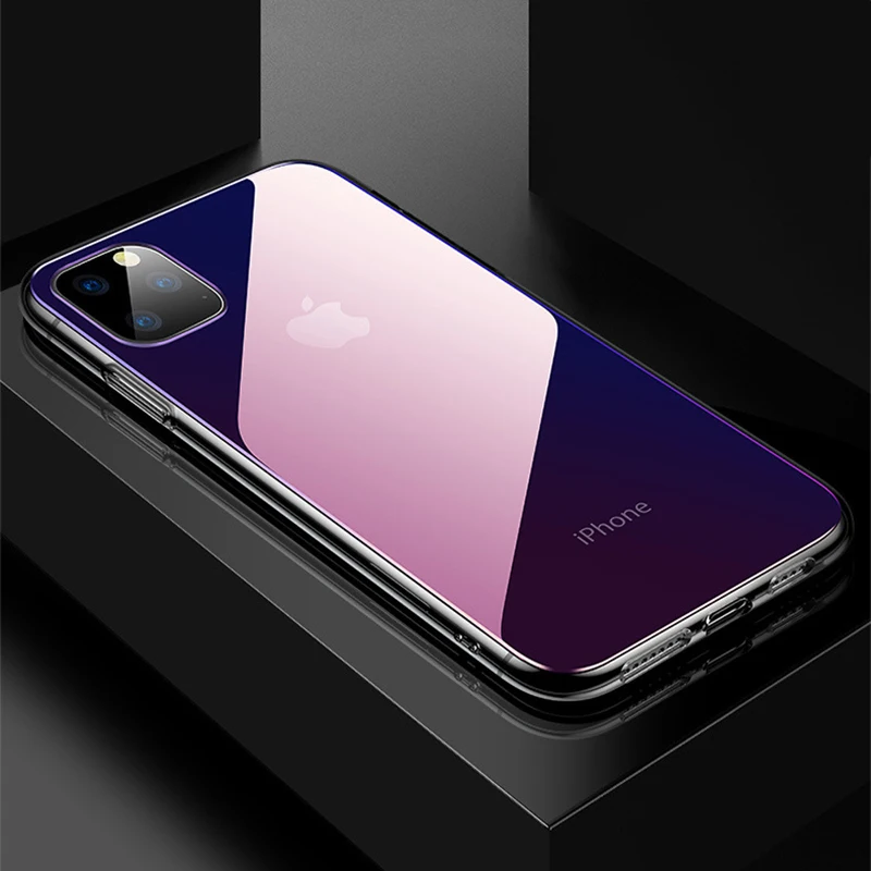 Роскошный градиентный чехол из закаленного стекла для Iphone 11 11 Pro 11 Pro Max 8 7 6 6s Plus зеленый розовый фиолетовый чехол защитные чехлы