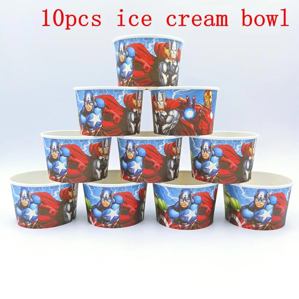ice cream bowl Супергерой Мстители День Рождения украшения Дети одноразовые посуда скатерть чашки тарелки баннер колпачки воздушные шары детский душ - Цвет: ice cream bowl
