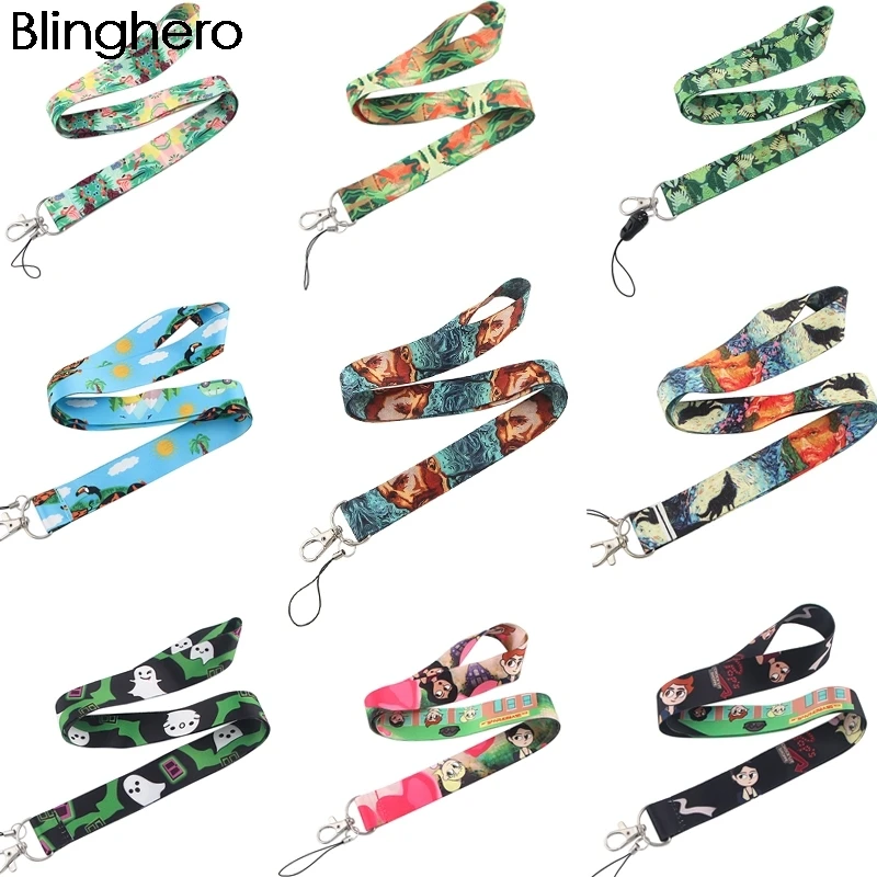 

20pcs/lot BH1280 Blinghero Vangogh Style Lanyard Key Phone Holder Neck Strap With Keyring ID Card DIY illustration Lanyard