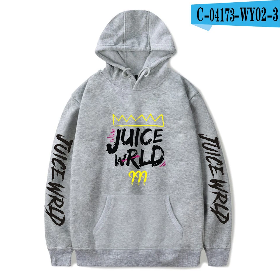 gray Новые толстовки с принтом Juice WRLD для мужчин и женщин, толстовки с капюшоном в стиле хип-хоп, модные повседневные худи Juice WRLD для мальчиков и девочек, белые пуловеры - Цвет: gray