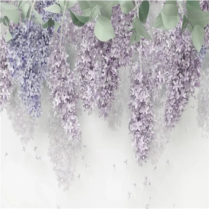 Large 3D wallpaper mural custom purple flower 3D three-dimensional relief flower bedroom background wallpaper mural