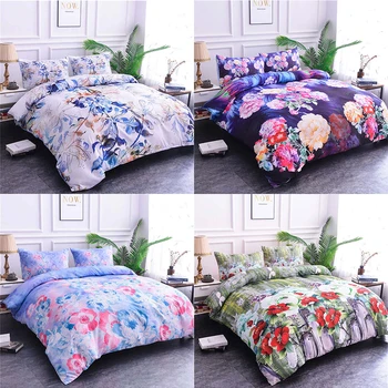 

Homesky Flower Pattern Bedding Set Printing Duvet Cover King Queen Size bedding set Bedclothes Comforter Cover Twin Full Size