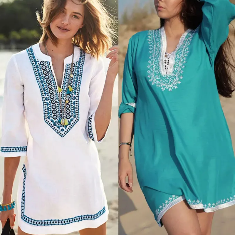 Boho Летнее женское пляжное платье, бикини, накидка, кафтан, саронг, летний купальный костюм, Длинный топ, Новое поступление