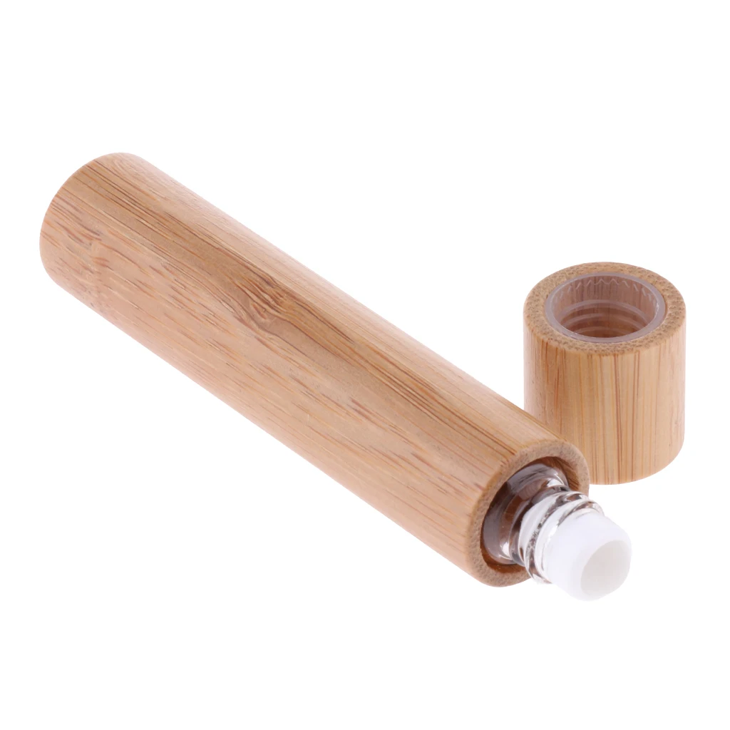1Piece 10 ml /15ml Natural Bamboo Refillable Empty Essential Oils Makeup Roll-on Bottle Travel Sample Bottle 