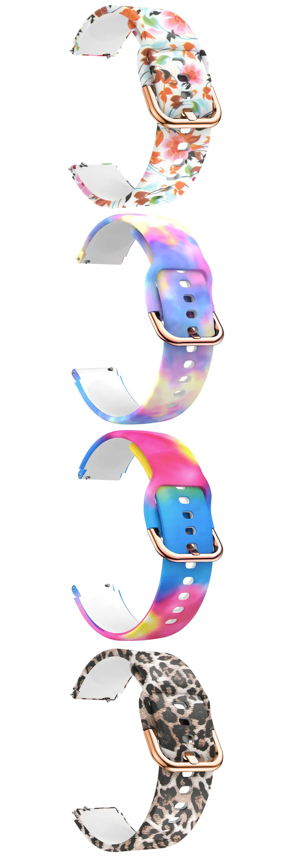 18mm Silicone Sport Strap Flower Printing Band For Garmin Venu 2S/Vivomove 3S/Active S Watchband Vivoactive 3S 4S Watch BraceletSoft Silicone Replacement Smart Watch Band Strap Correa Wristband Bracelet For Garmin Vivomove 3S/Move 3S/Active S Accessories