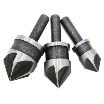 

3pcs 5 Flute Countersink Drill Bit Set 90 Degree Chamfering Cutter For Wood Metal 12/16/19mm Debur Tool Set DT6