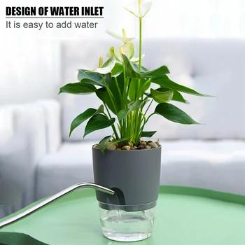 

Elf Watering Planter Handmade 2 Layer Self Watering Plant Flower Pot With Water Container Home Garden Decor Round Flowerpot