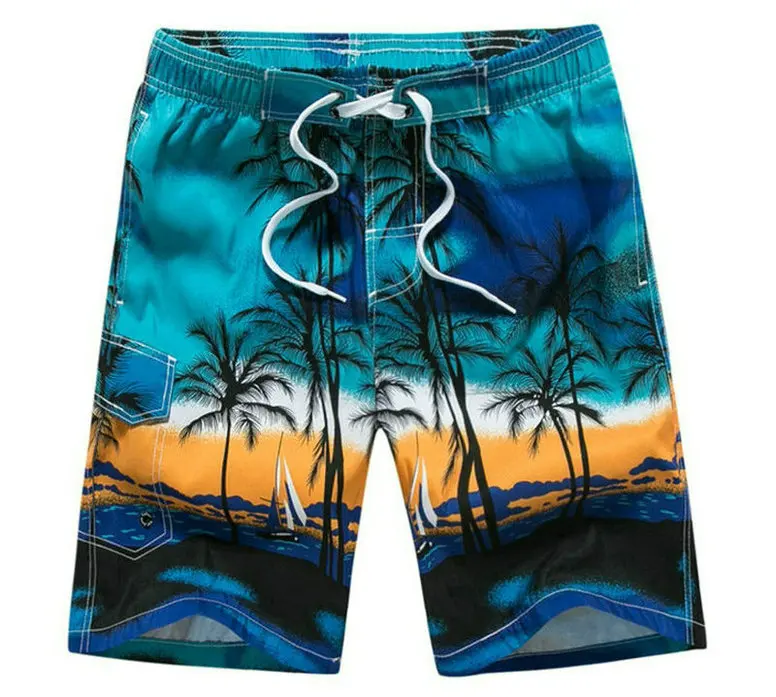 Гавайские шорты с принтом 2019 новые летние популярные мужские пляжные шорты быстросохнущие кокосовые пальмы эластичный пояс с принтом 21