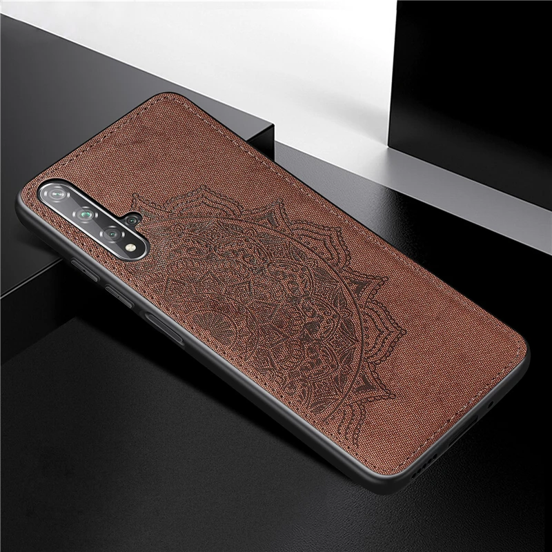 Honor 20 чехол на huawei Honor 20 чехол для huawei Honor 20 бампер окрашенный 3D тиснение матовая задняя крышка huawei Nova 5T - Цвет: Brown