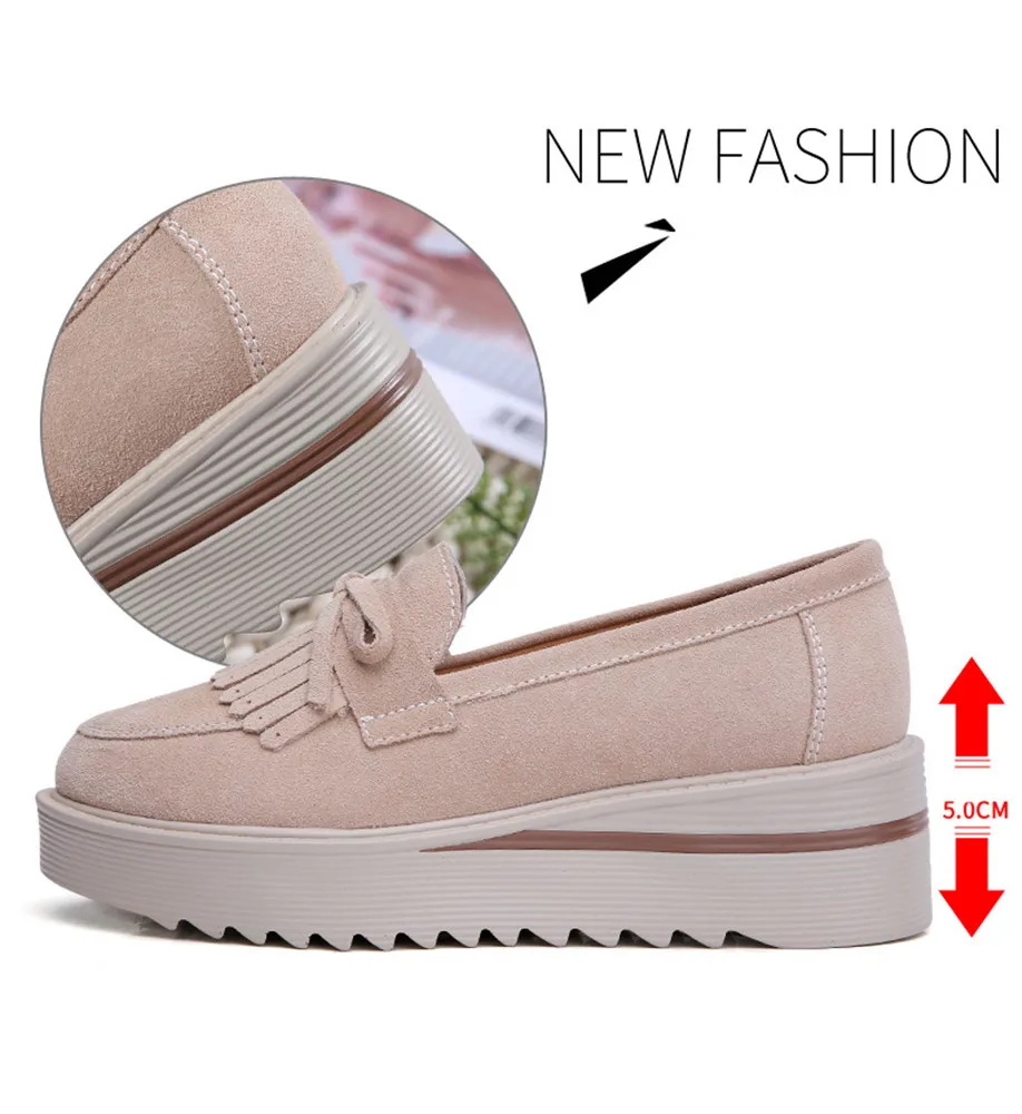 HX 2859-2019 Fashion Tassel Women's Platforms Shoes Genuine Leather Womans Sneakers-9