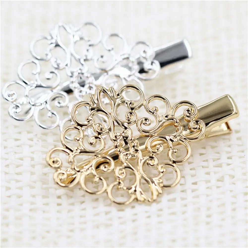 

1pcs Korea Fashion Women Hollow Metal Flower duckbill clip Hair Clip Hair Accessories Girls Hairpins gold/sliver Barrette New