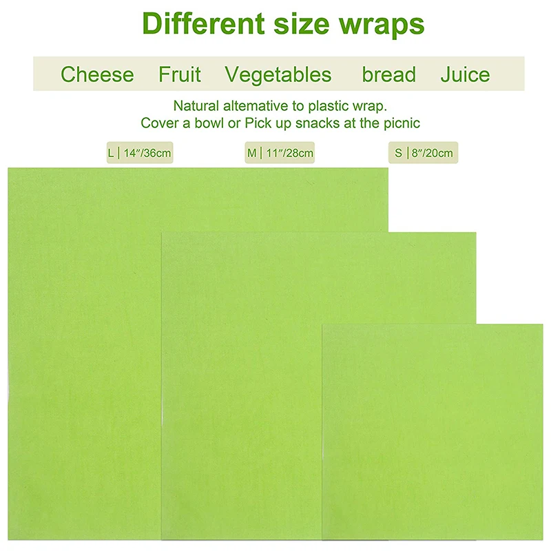 Reusable Beeswax Food Wrap 9 Piece, Bees Wax Paper Wrap, Sustainable Plastic Free Food Storage - 3 Small, Medium, 3 Large, Assor