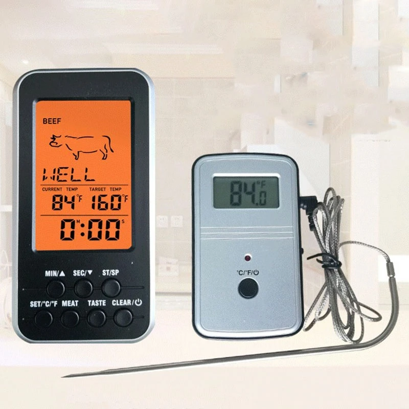 Digital BBQ Thermometer Wireless Kitchen Oven Food Cooking Grill Smoker Meat Thermometer with Probe