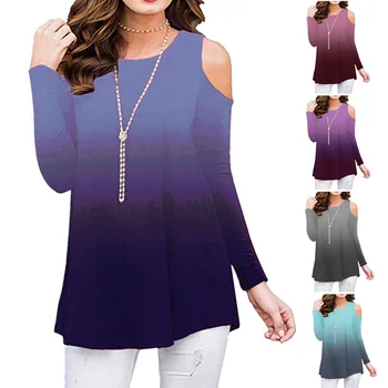 

Daily suit OWLPRINCES 2019 Autumn Women's Gradient Color Long-Sleeved T-shirt
