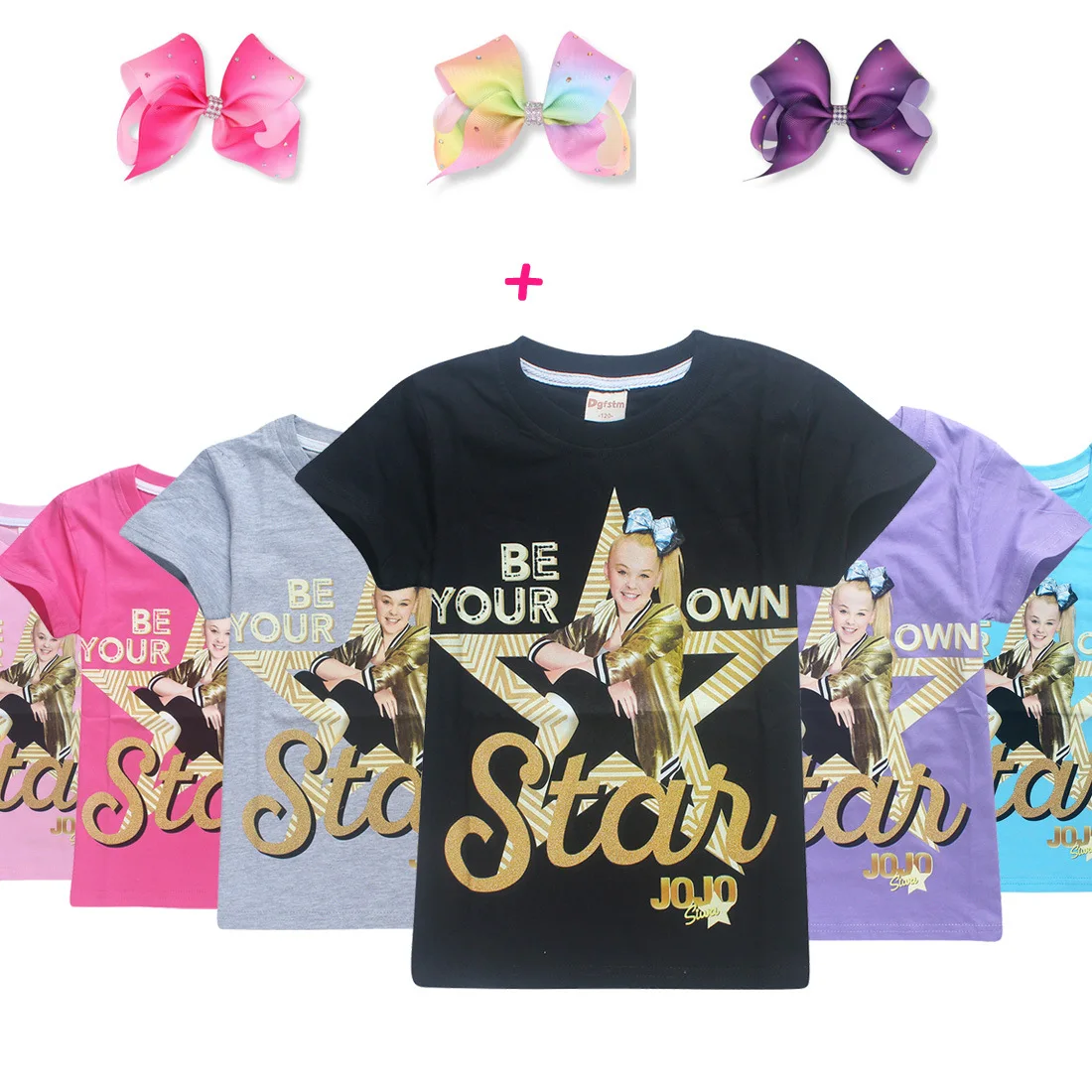 JOJO SIWA/Хлопковые футболки для девочек, летняя футболка с короткими рукавами для детей, футболка для девочек-младенцев подростковые топы, детская одежда топы для девочек