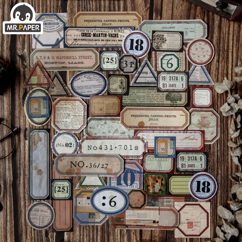 

Mr.paper 8 Designs 40Pcs Retro label Deco Stickers Scrapbooking Styling Bullet Journal Toy Deco Album DIY Stationery Stickers