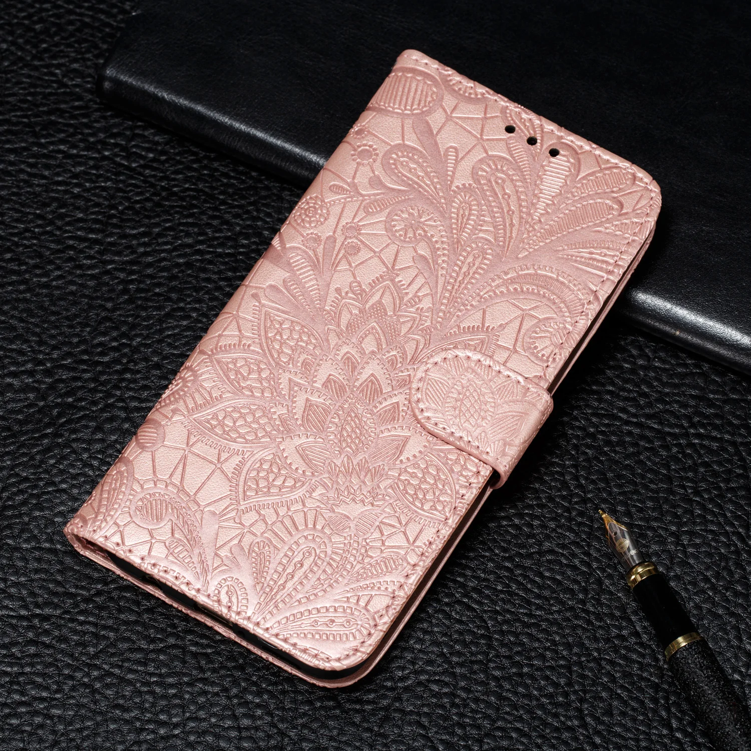 Роскошный кружевной розовый кожаный чехол-бумажник для Xiao mi Red mi Note 6 7 8 Pro GO 8A 7A 6 7 8 mi 9 SE 6X A3 A2 Lite CC9 CC9e откидной Чехол - Цвет: 06