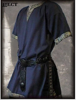 

Men Medieval Renaissance Grooms Pirate Reenactment Larp Costume Lacing up Shirt Bandage Top Middle Age Clothing for Adult 3XL