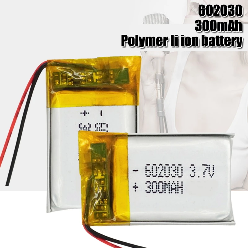 3.7V 300mAh Li-ion Battery 602030 Lithium Polymer Rechargeable Battery for MP3 MP4 bluetooth speaker GPS walkie-talkie razor rechargeable lithium batteries