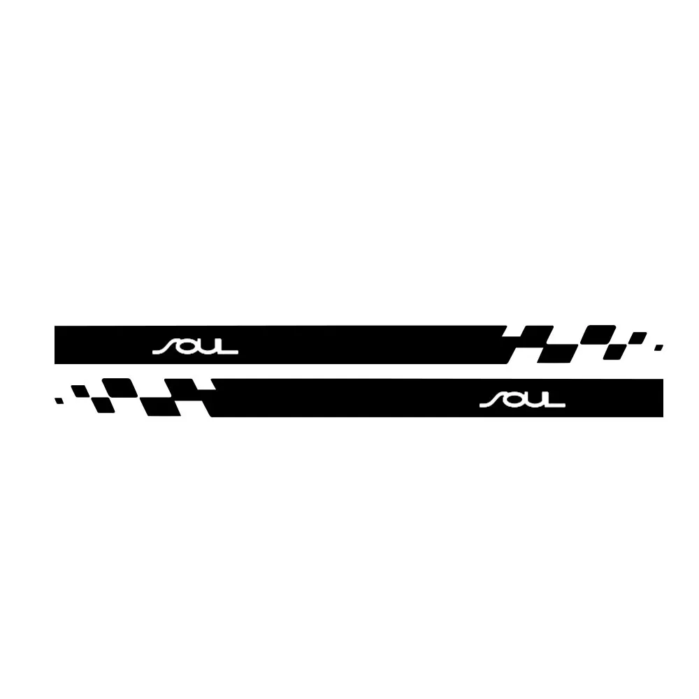 2 шт. для Kia Soul автомобильные боковые полосы боковые юбки графика виниловые наклейки гоночный спортивный автомобиль наклейка s автомобильный Стайлинг - Название цвета: Черный