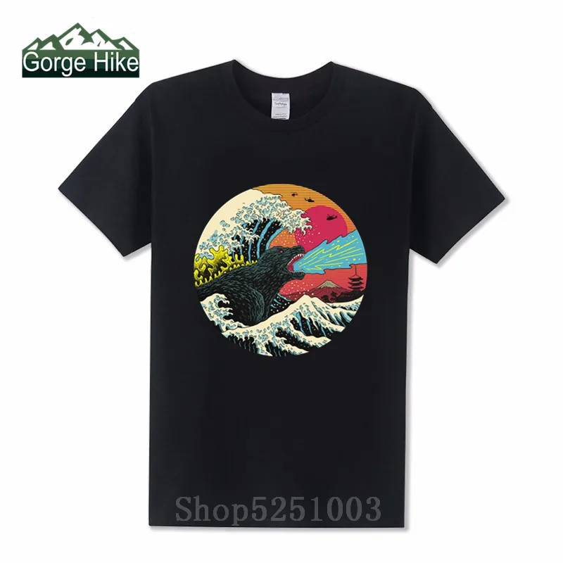 2019 японский Монстр Мужская футболка Hokusai Kaiju большая волна от Kanagawa культуры
