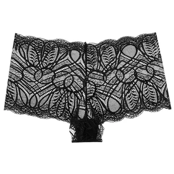 

Sexy Lace Women's Briefs Medium High Waist Printing Solid Color Underwear Transparent Hollow Large Cotton Trouser Head Lady