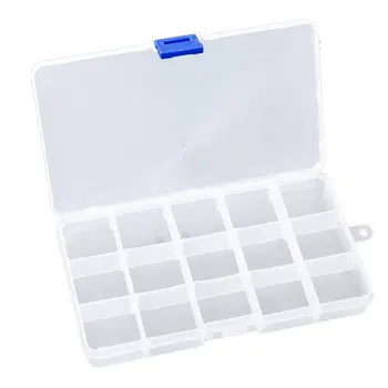 

Adjustable 15 Slots Transparent Compartment Plastic Jewelry Box Storage Case Container for Beads Earrings Rings Gift Boxes