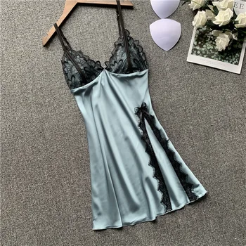 

Womans Nightgowns Sexy Sleepwear Dress Velvet Nightdress Spring Summer Strap V-neck Nightgown Sling Nightwear Homewear Chest Pad