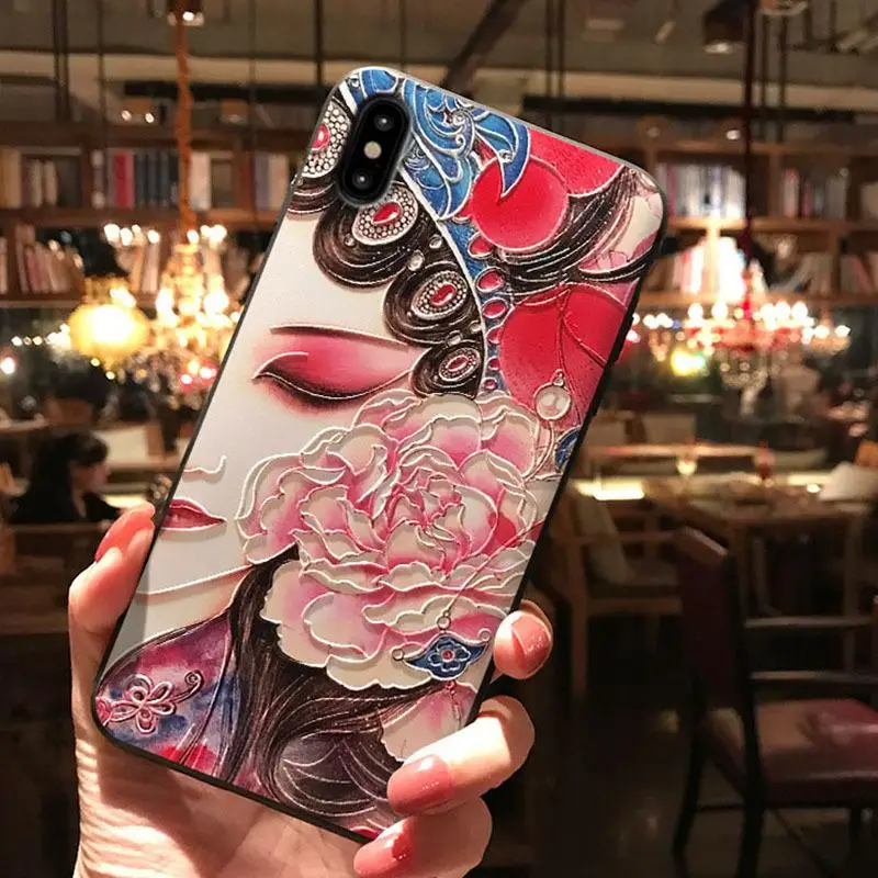 Для iphone 6/7/8plus11xr xsmax PA халат рельефный Чехол для мобильного телефона чехол Изысканная цветная картина шокированы вашу красоту - Цвет: Коричневый