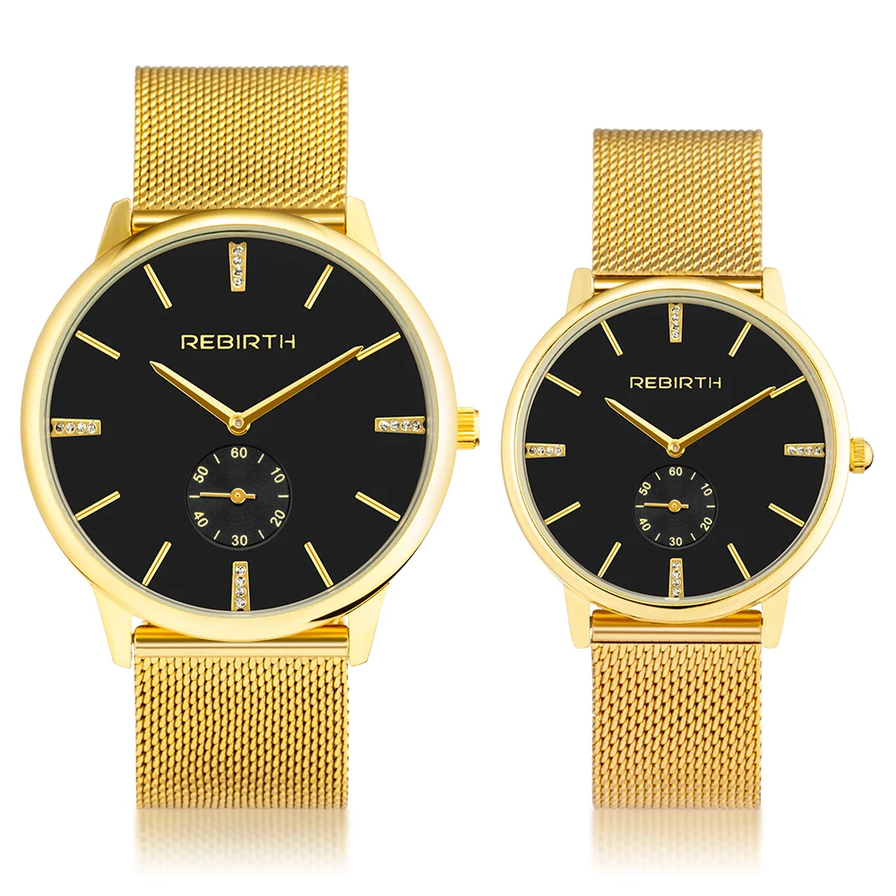 Пара часов пара мужчин и женщин влюбленных часы мужские часы золотые черные модные кварцевые часы роскошные часы браслет со стразами мужские - Цвет: Watch couple