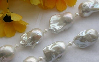 NEW N: Rare white baroque keshi reborn PEARL NECKLACE