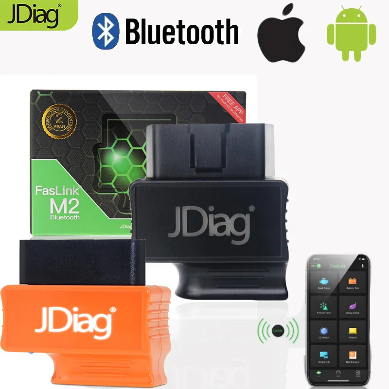 

JDiag BT FASLINK M2 OBDII Scanner Professional Vehicle Diagnostic Tool Car Engine Code Reader for IOS and Android Voice Control