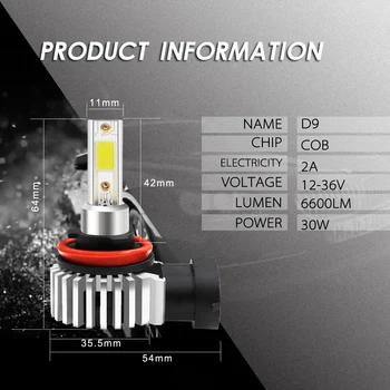 

Lamp LED Fog Light Bulb DC 9-32V 6000K-6500K 8000LM Parts Set Car Auto