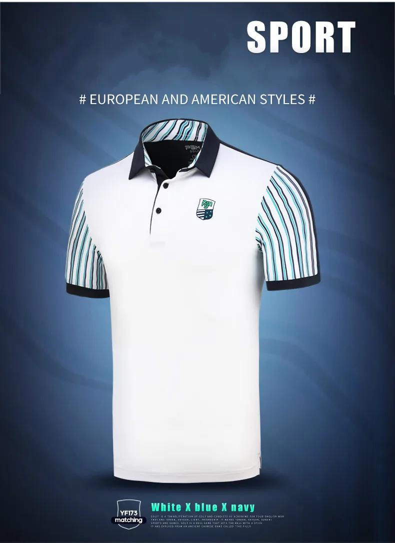 PGM Golf Мужская футболка с коротким рукавом летняя дышащая одежда соревнования шелковая ткань молочного цвета YF173