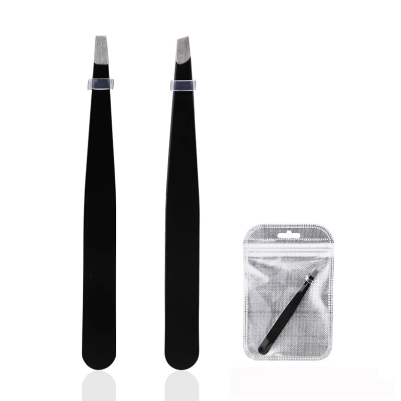 

1pcs Women Professional Eyebrow Tweezers High Quality Black Stainless Steel Slant Tip Eyelash Clip Face Hair Removal Beauty Tool