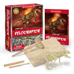 Dinossauro brinquedos escavação de esqueleto fóssil kit figura de ação escavação ciência educacional kit brinquedos para crianças velociraptor