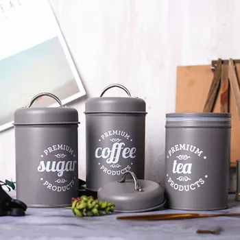 

New 3Pcs/Set Storage Tank Cover Steel Kitchen Utensils Multifunction Tea Coffee Sugar Square Box Case Household High Quality