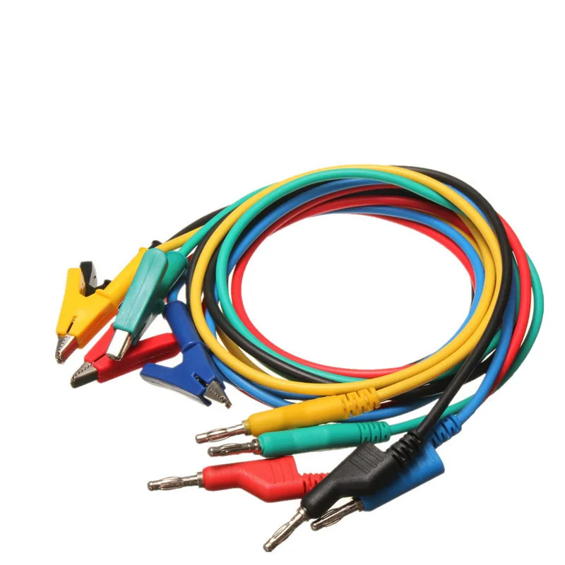 Alligator Clips Test Probes 5Pcs 1M 4mm Silicone