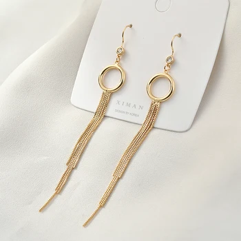 

10pcs 14*85mm Gold Color Copper Alloy Round Tassels Charms Fit Fashion Earring Necklace Ornament Accessories Material Pendants