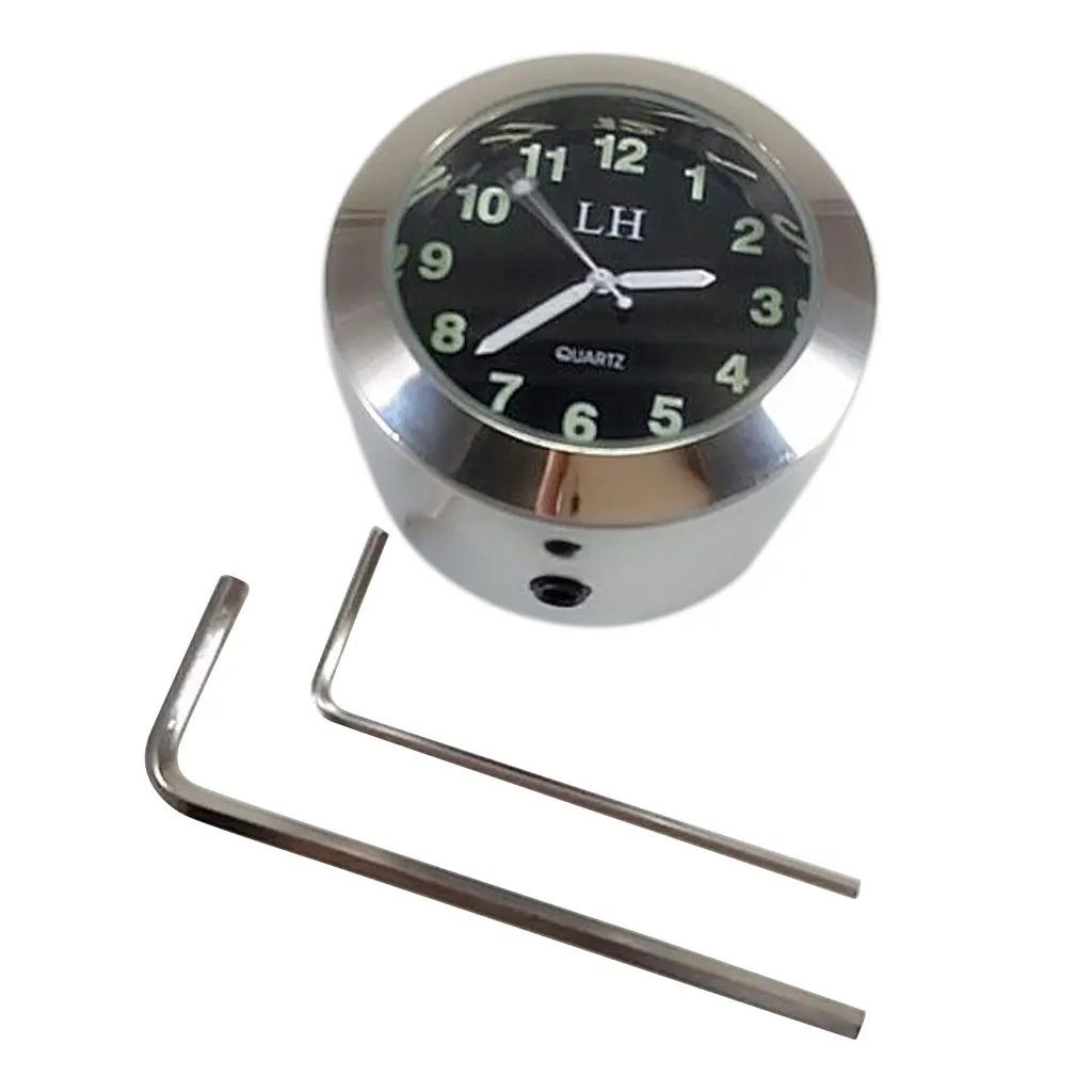 Chrome Universal Motorbike Mount Clock Black Face Watch for Motorcycle