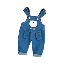 Для маленьких девочек Лето-осень Дети для маленьких девочек s комбидресс с героями мультфильмов комбинезон с медвежонком, новогодний комбинезончик штаны-шаровары