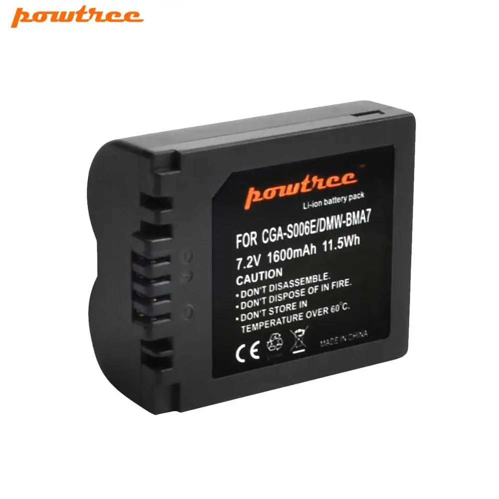 Аккумуляторная батарея Powtree 1600 мАч для фотоаппарата Panasonic Lumix CGA S006 FZ50 FZ8K