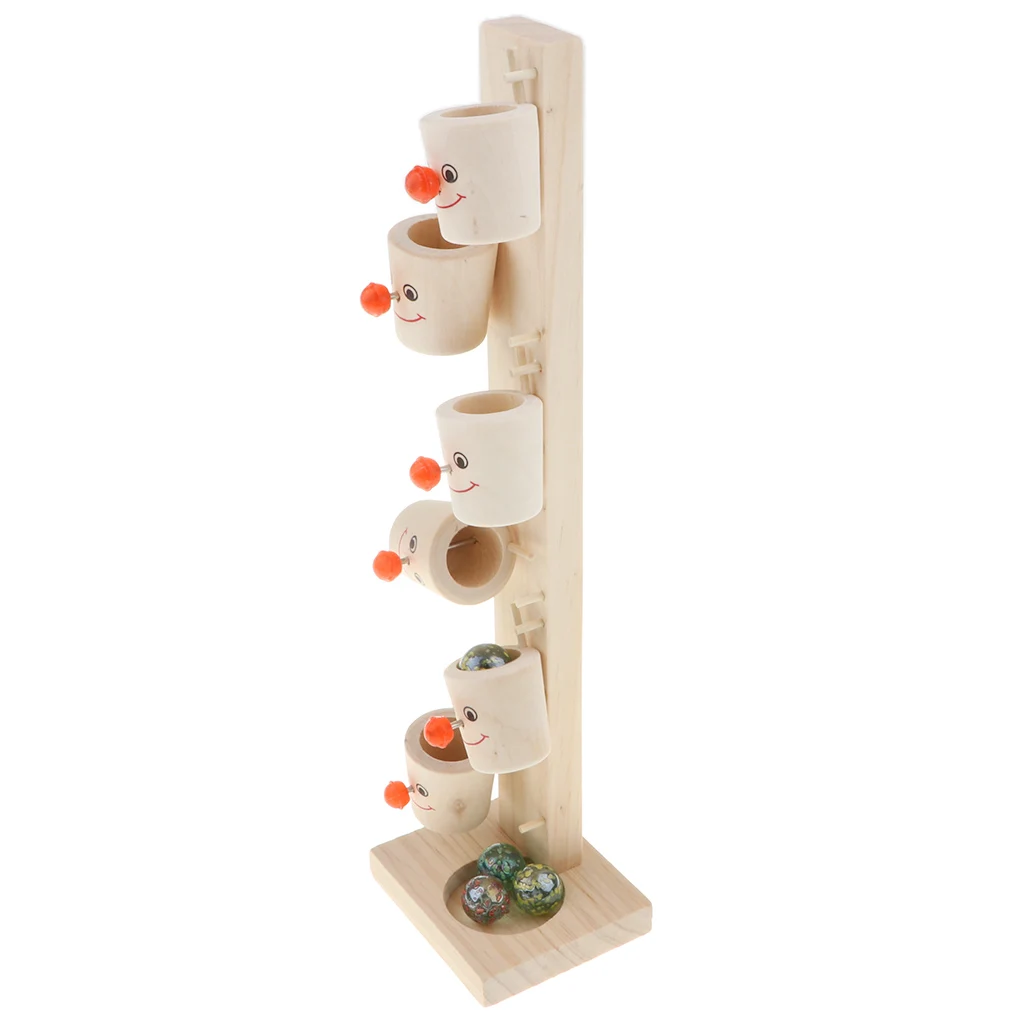 

Montessori Early Educational Wooden Toys Clown Marble Table Fun Ball Games Interactive Toy