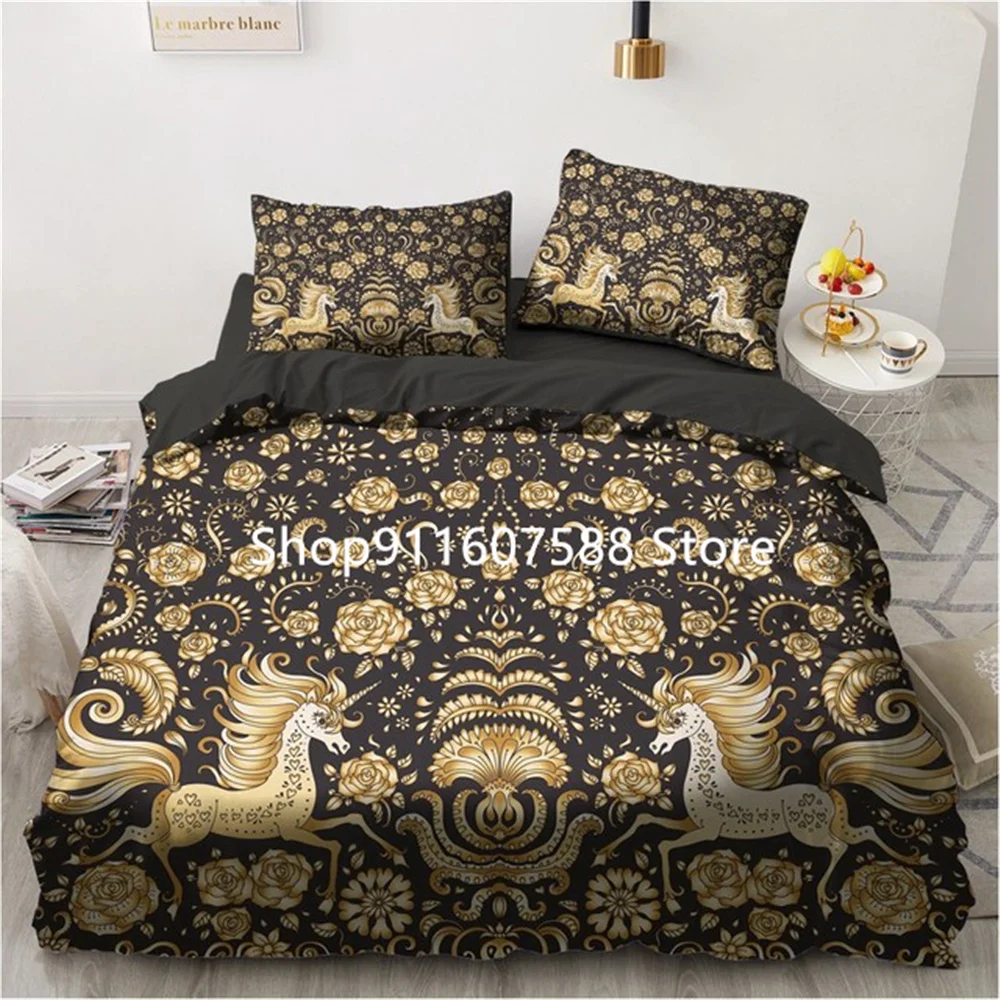 Black Gold Bedding Set Luxury Duvet Cover Sets 3d Moon Dream Catcher Comforter Cover Set Cute Bed Set For Adult 