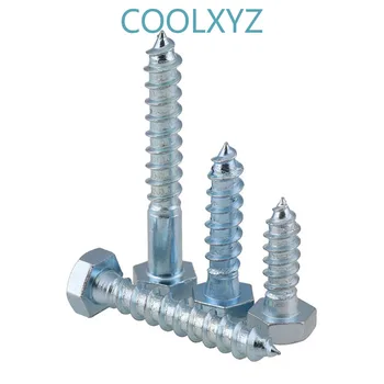 

CoolXYZ External Hex Head Cap Tapping Long Wood Screws Zincing DIN571 Hexagon Head Self Tapping Half Tooth Screw M6M8M12 5pcs