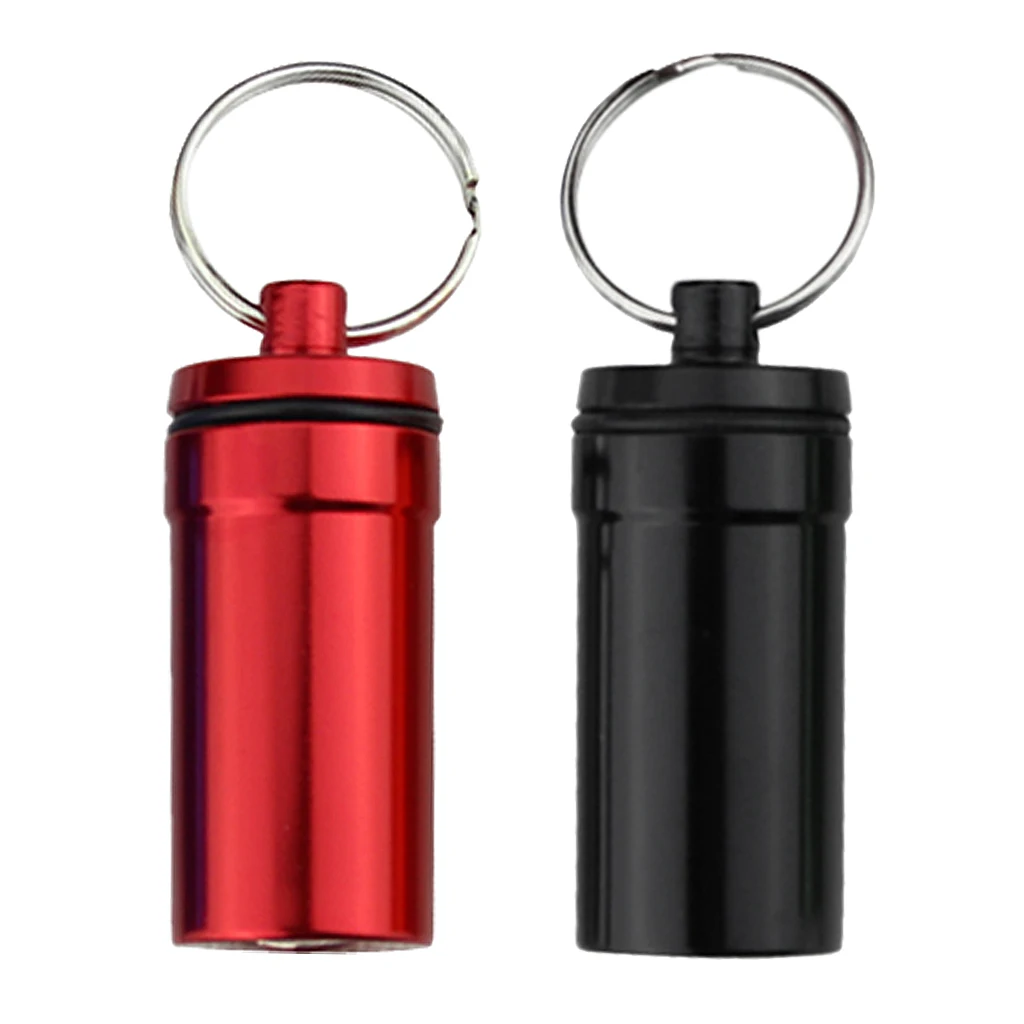 2pcs Small Pill Jar Box Medicine Case Holder Container Organizer Keychain
