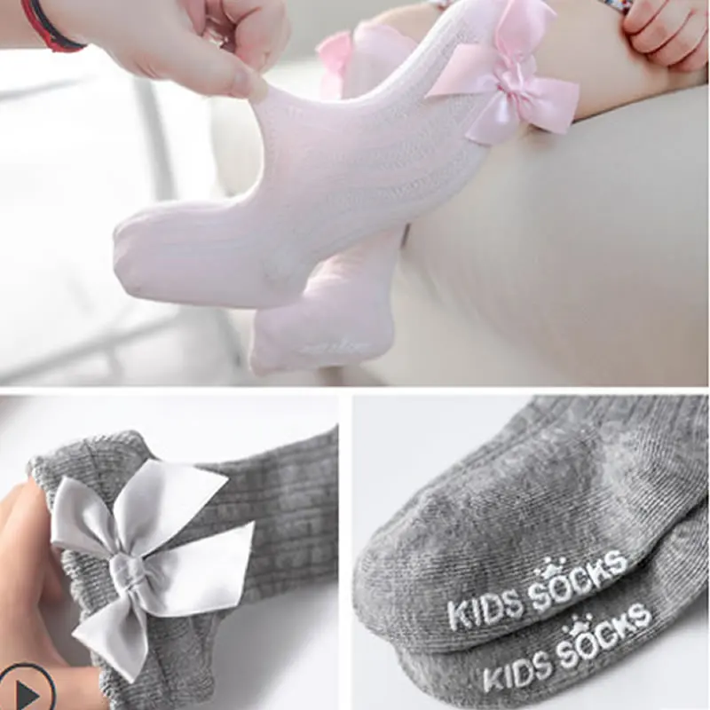 1 Pair leg warmers Girls Big Bow Knee High Long Soft Cotton Lace Socks Fashion Toddlers Baby Kids stocking knee high Legwarmers